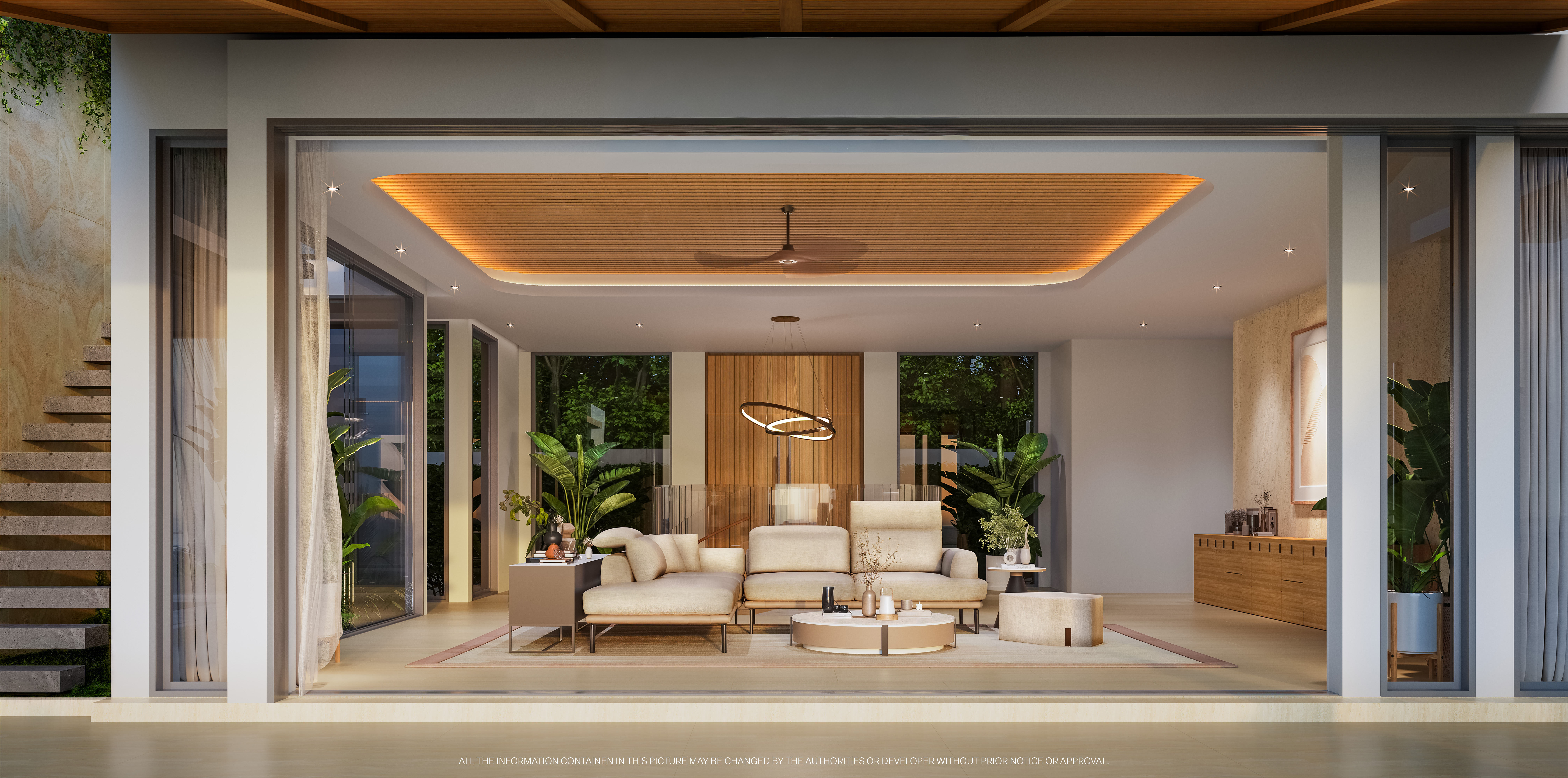 Garden Atlas Bayview Living Space and pool with sunrise view.